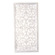 Whitewashed Vertical Carved Wood Wall Panel – 16"x32" Floral Vine Design