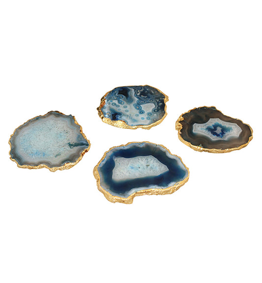 Blue Agate Coaster with Gold Trim - Little Elephant