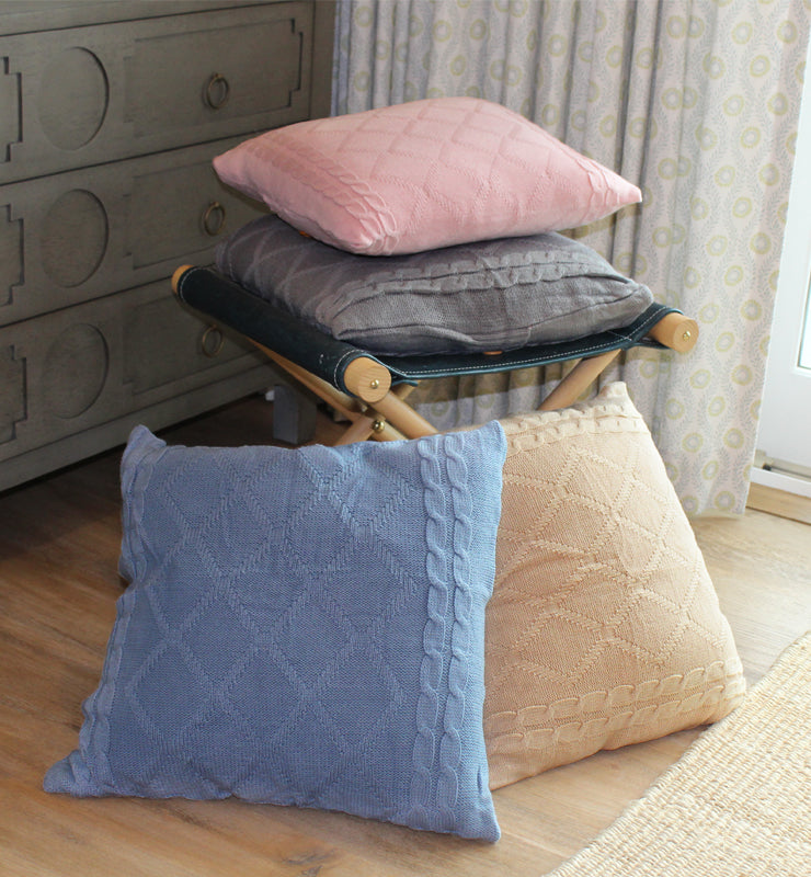 Blue Crochet Pillow Cover