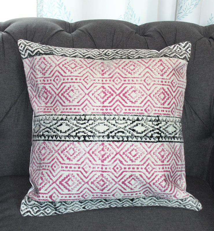 Subtle Distressed Pink and Black Canvas Throw Cushion Cover