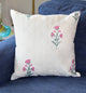 White and Pink Floral Quilted Throw Pillow Cover