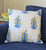 Bright Blue and Yellow Floral Quilted Throw Pillow Cover