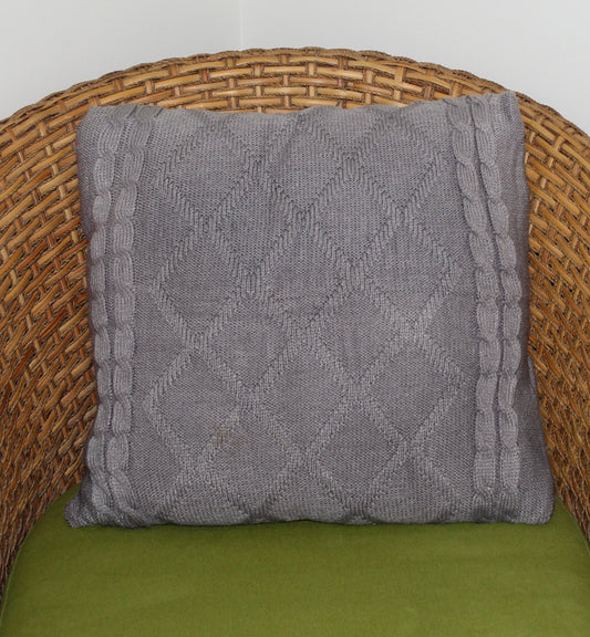 Grey Crochet Pillow Cover