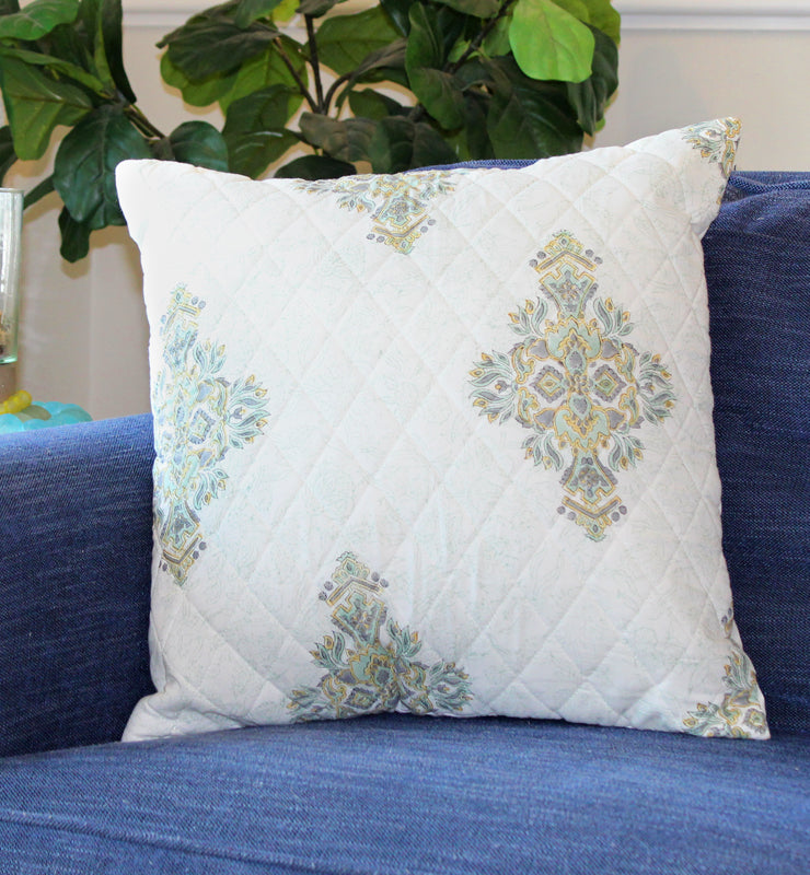 Pastel Patterned Quilted Throw Pillow Cover