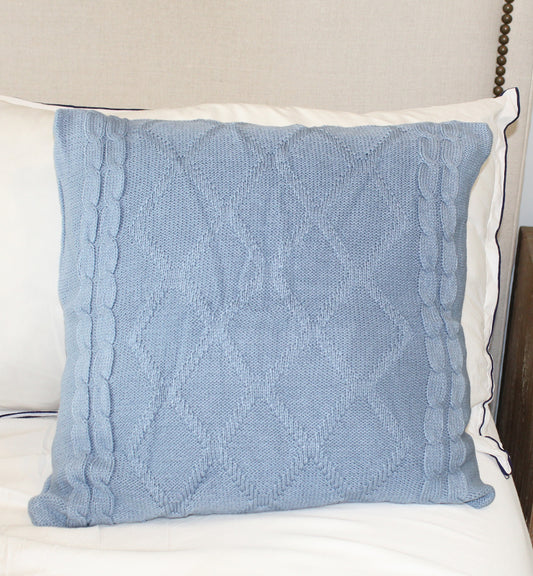 Blue Crochet Pillow Cover