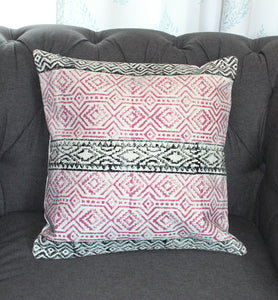 Subtle Distressed Pink and Black Canvas Throw Cushion Cover