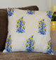 Bright Blue and Yellow Floral Quilted Throw Pillow Cover
