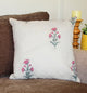 White and Pink Floral Quilted Throw Pillow Cover