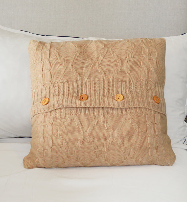 Beige Crochet Pillow Cover