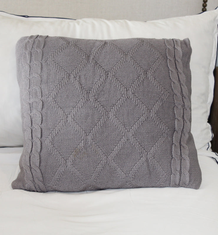 Grey Crochet Pillow Cover