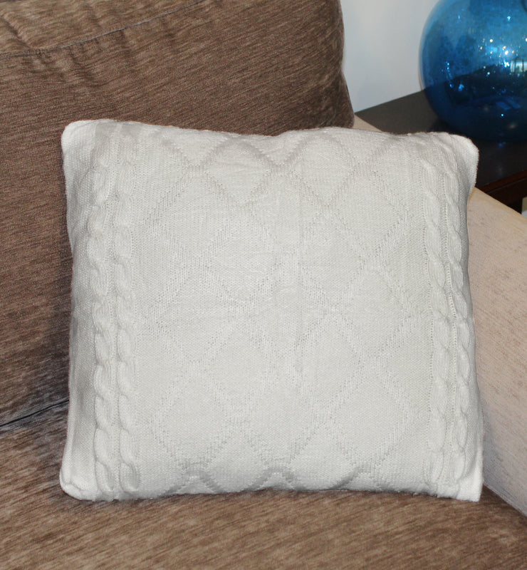 White Crochet Pillow Cover
