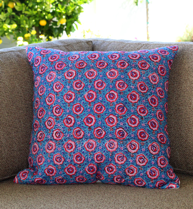 Multicolored Mosaic Quilted Throw Pillow Cover