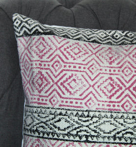 Subtle Distressed Pink and Black Canvas Throw Cushion Cover