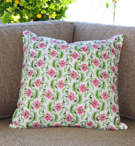 Classic Flower and Vine Quilted Throw Pillow Cover