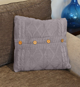 Grey Crochet Pillow Cover