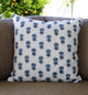 Blue Floral Quilted Throw Pillow Cover