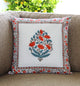 Blue and Orange Floral Linen Cushion Cover