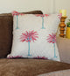 Pink and Blue Palm Tree Quilted Throw Pillow Cover