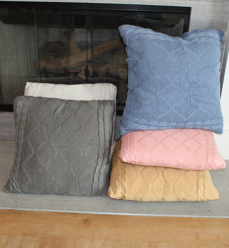 Grey Crochet Pillow Cover