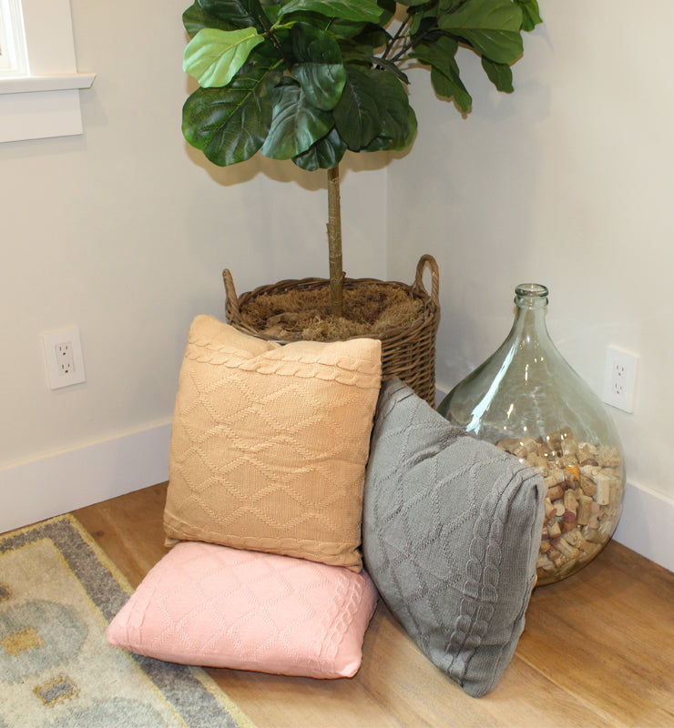 Beige Crochet Pillow Cover