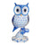 Rich Hand-painted Blue and White Owl Tabletop Figurine