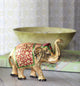 Carved Brass Elephant With Meenakari Work - Little Elephant