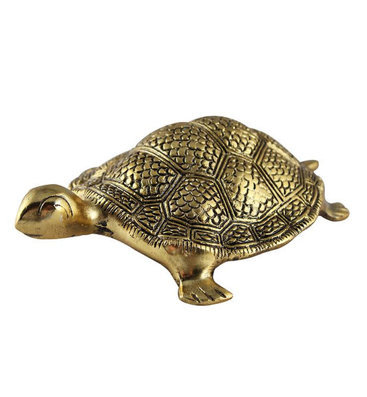 Carved Oxidised Golden Turtle - Little Elephant