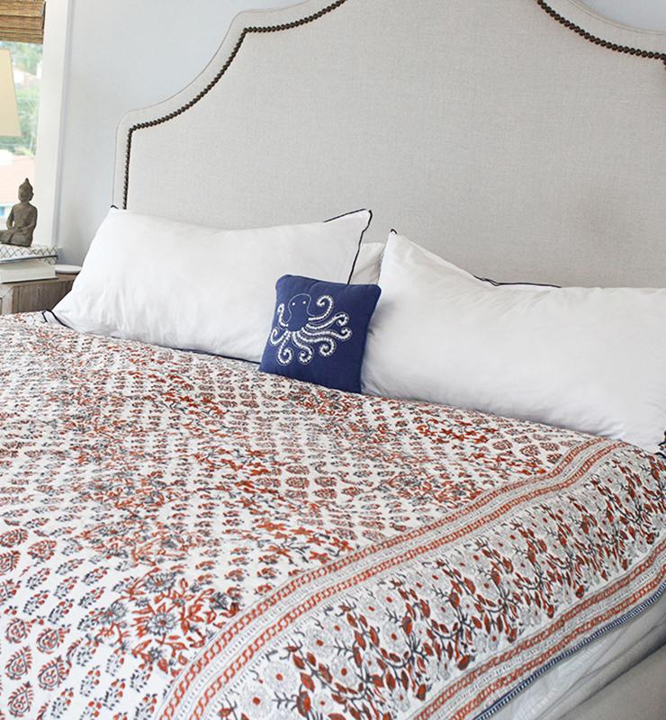 Chintz Pattern Block Print Bedspread Set - Little Elephant