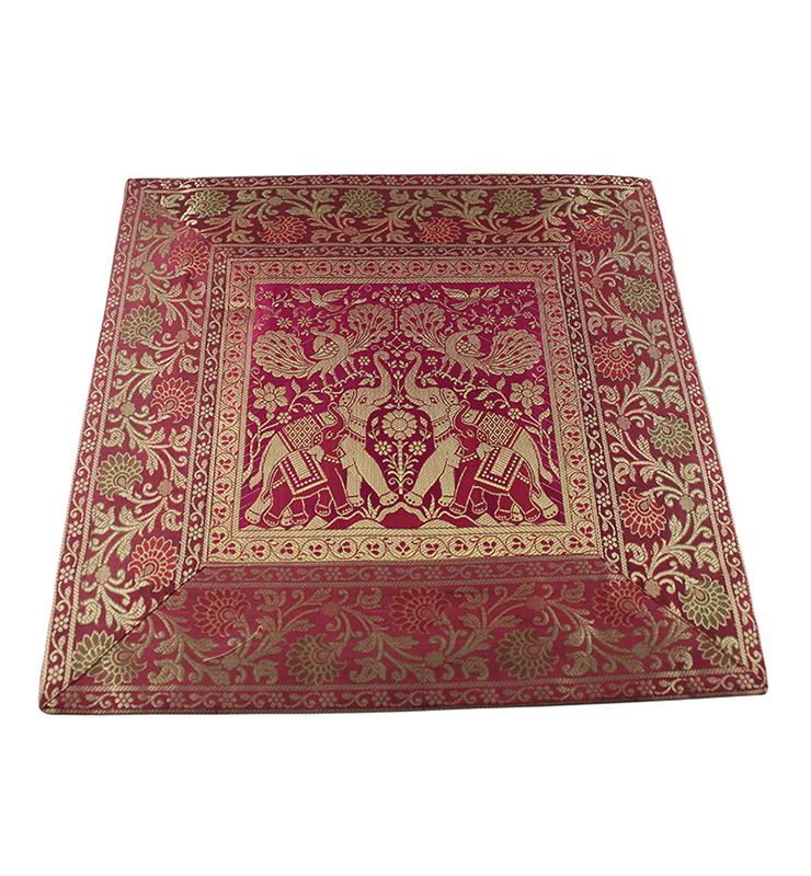 Elephant Design Silk Brocade Cushion Cover Set - Little Elephant