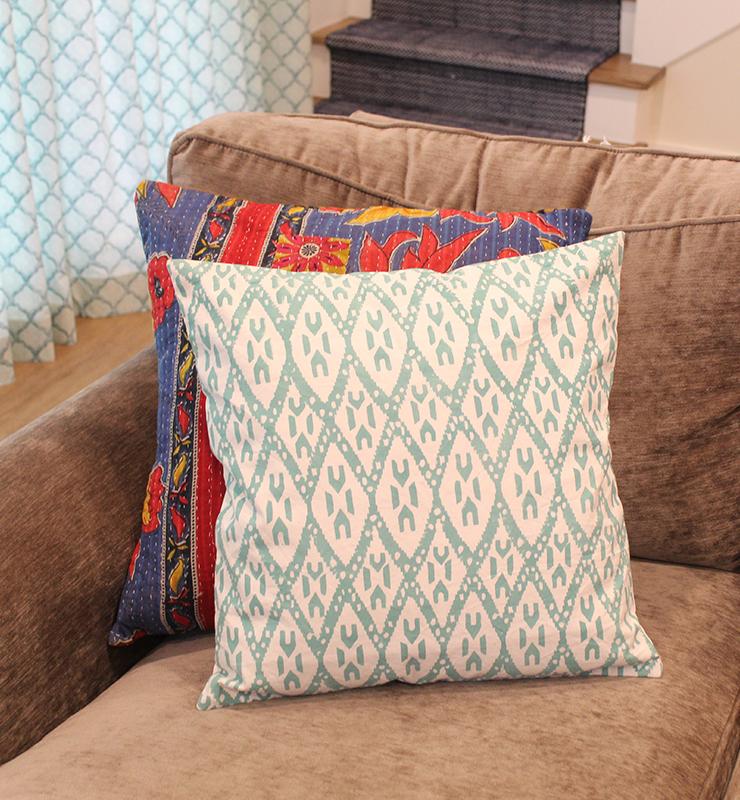 Block Print Canvas Cushion Cover - Little Elephant