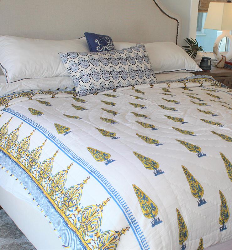 Cotton Quilt With Floral Motifs - Little Elephant