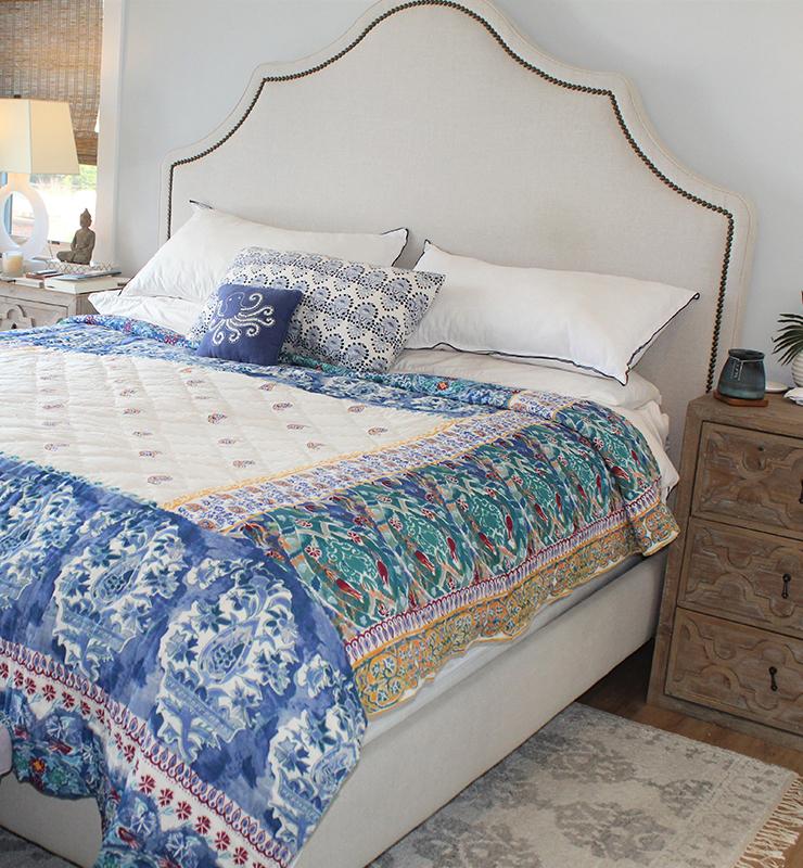 Cotton Quilt With Abstract Floral Design - Little Elephant