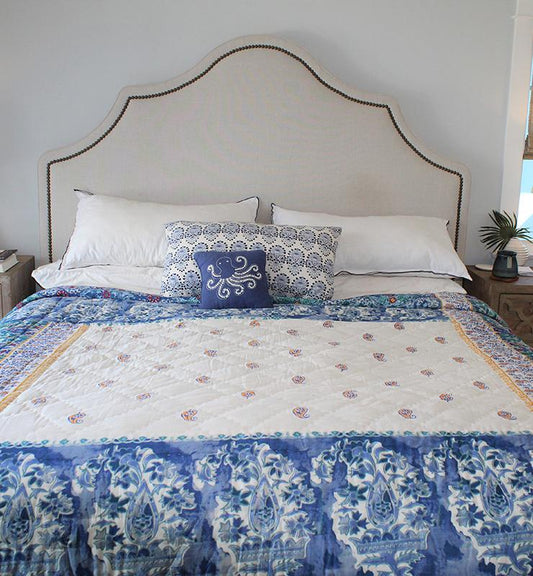 Cotton Quilt With Abstract Floral Design - Little Elephant