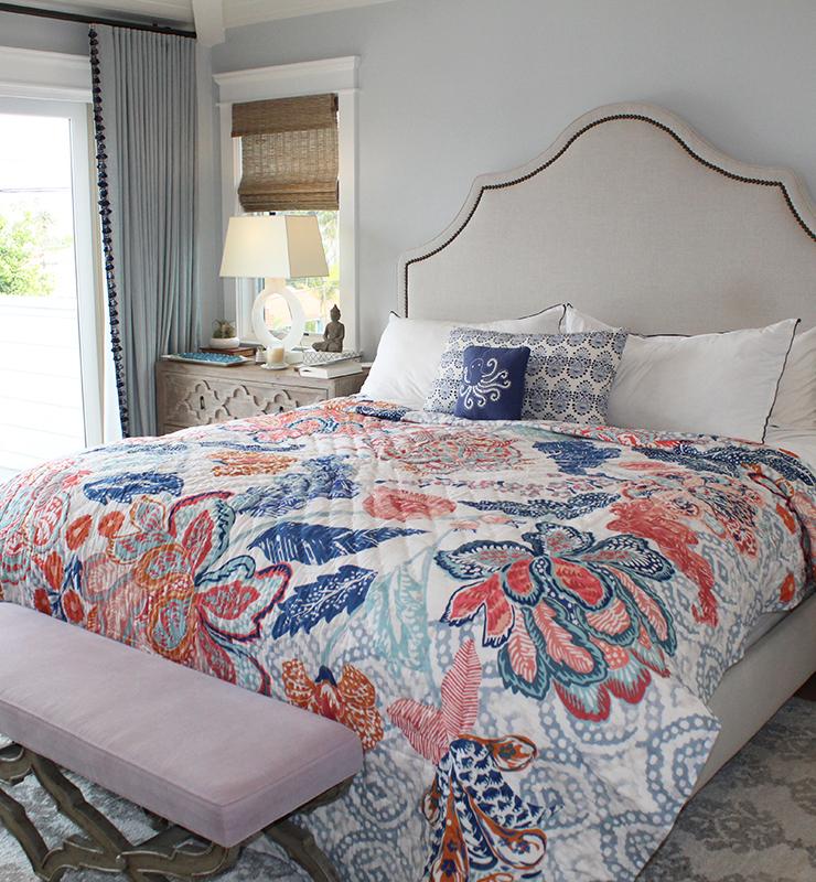 Cotton Quilt With Bold Playful Florals - Little Elephant