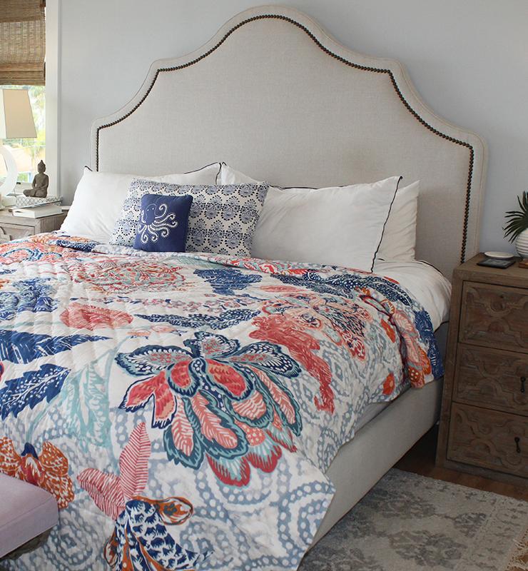 Cotton Quilt With Bold Playful Florals - Little Elephant