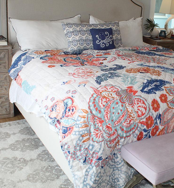 Cotton Quilt With Bold Playful Florals - Little Elephant