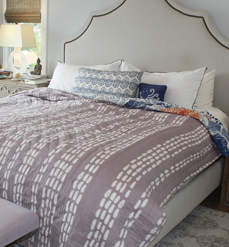 Cotton Quilt With Bold Playful Florals - Little Elephant