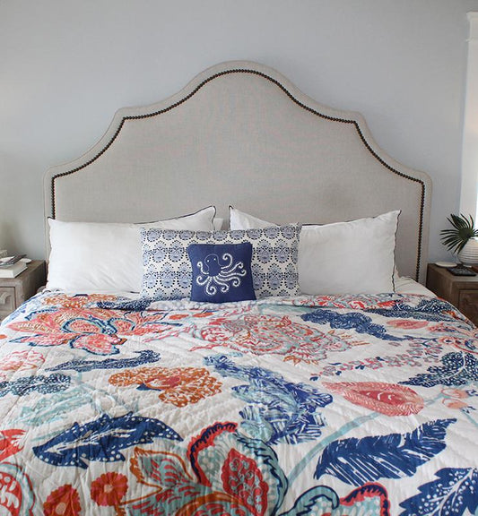 Cotton Quilt With Bold Playful Florals - Little Elephant