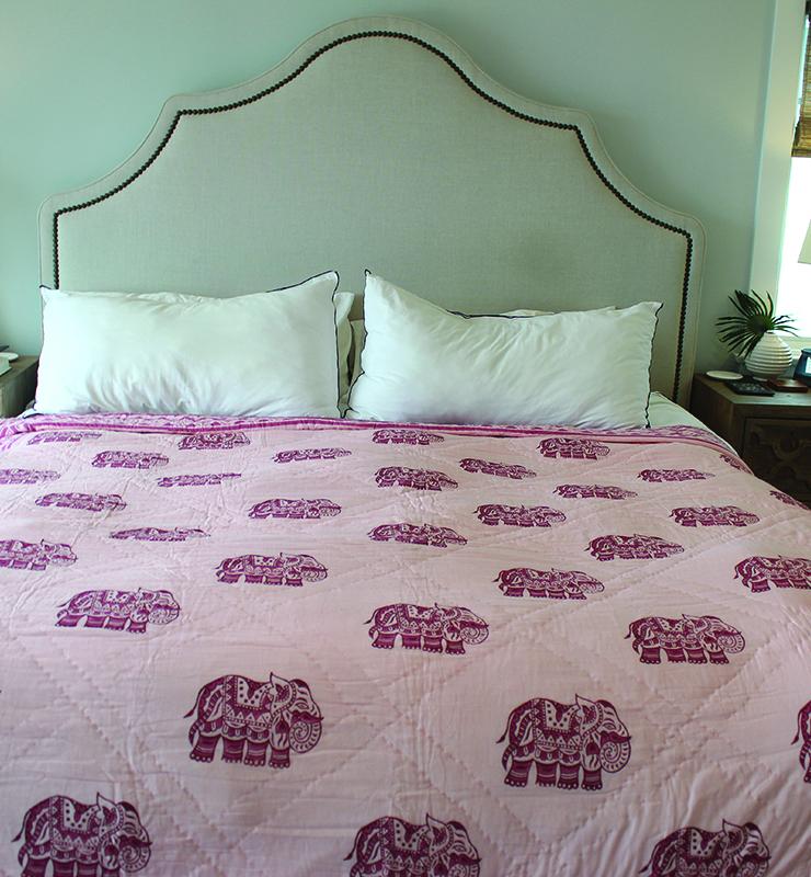 Boho Elephant Motif Cotton Quilt - Little Elephant