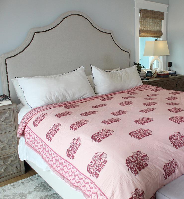Boho Elephant Motif Cotton Quilt - Little Elephant