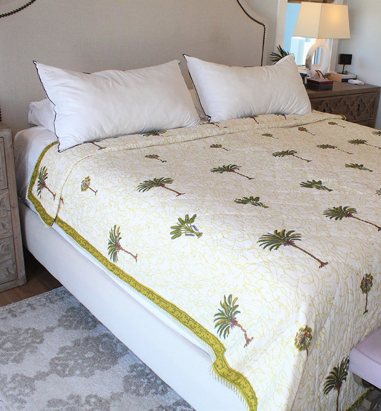 Serenity Palm Cotton Quilt - Little Elephant