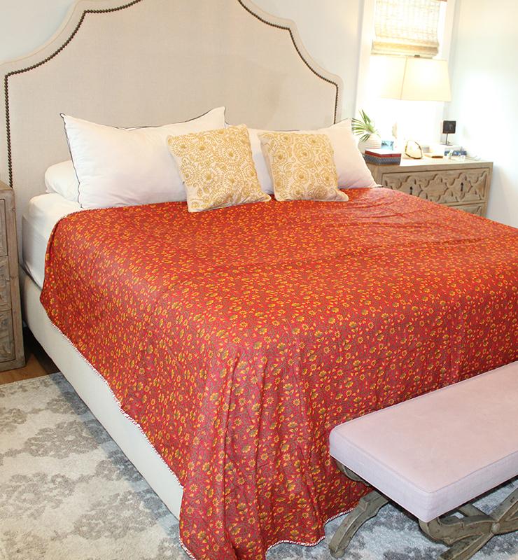 Red Floral Dohar - Little Elephant
