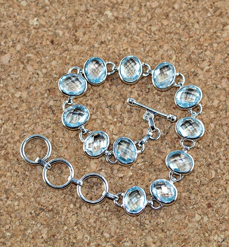 London Blue Topaz Bracelet/anklet London Blue Coated on White Topaz Crystal  Bracelet Healing Chakra Silver Jewelry December Birthstone - Etsy