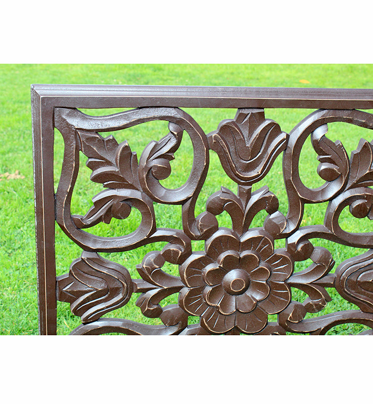 Carved Wooden Wall Panel – Square Floral Scroll Design