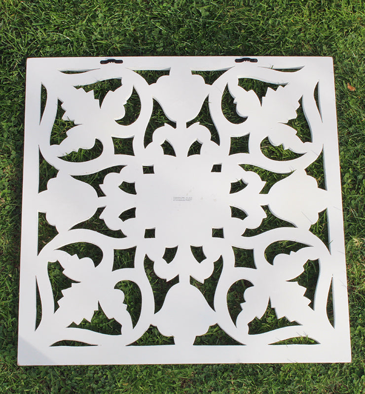 Carved Wooden Wall Panel – Square Floral Scroll Design