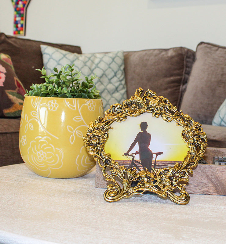 Ornate Brass Oval Picture Frame - Little Elephant