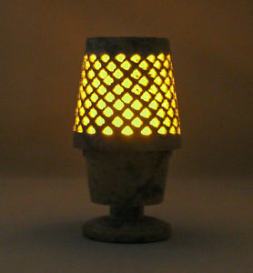 Lattice design Soapstone candle holder - Little Elephant
