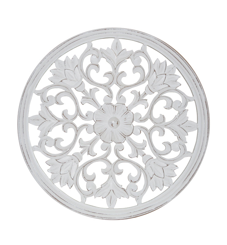 Carved Floral Round Medallion - Little Elephant