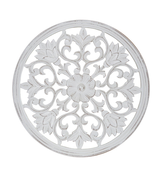 Carved Floral Round Medallion - Little Elephant