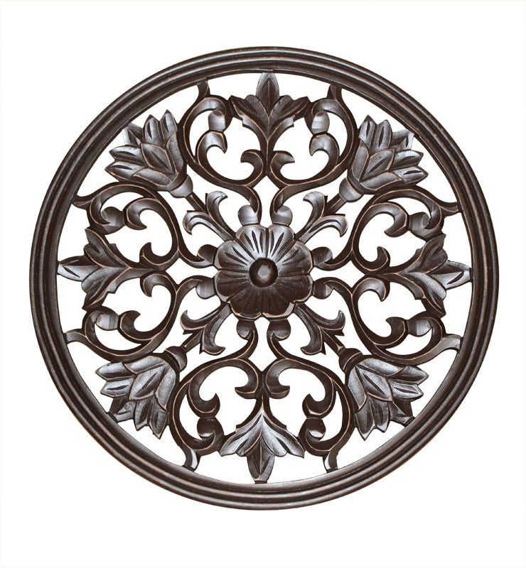 Carved Floral Round Medallion - Little Elephant